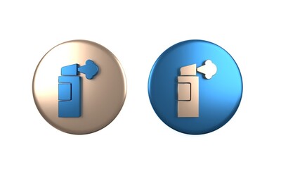 Obraz premium Colorful Pepper spray icon isolated on white background. OC gas. Capsicum self defense aerosol. Circle button. 3D render illustration