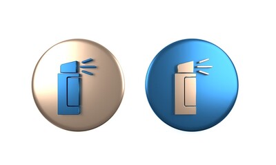 Colorful Pepper spray icon isolated on white background. OC gas. Capsicum self defense aerosol. Circle button. 3D render illustration