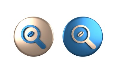 Colorful Selection coffee beans icon isolated on white background. Circle button. 3D render illustration