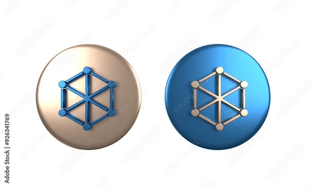Poster colorful blockchain technology icon isolated on white background. cryptocurrency data. abstract geom