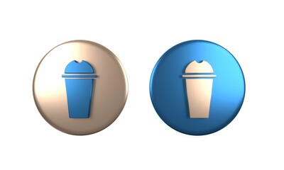 Colorful Milkshake icon isolated on white background. Plastic cup with lid and straw. Circle button. 3D render illustration