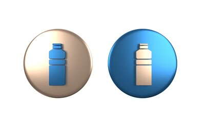 Colorful Fitness shaker icon isolated on white background. Sports shaker bottle with lid for water and protein cocktails. Circle button. 3D render illustration