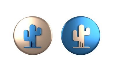 Obraz premium Colorful Cactus icon isolated on white background. Circle button. 3D render illustration