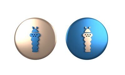 Colorful Larva insect icon isolated on white background. Circle button. 3D render illustration