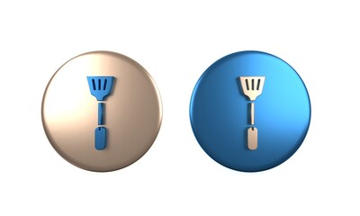 Colorful Fly swatter icon isolated on white background. Circle button. 3D render illustration