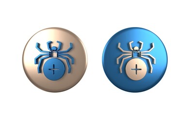 Colorful Spider icon isolated on white background. Happy Halloween party. Circle button. 3D render illustration
