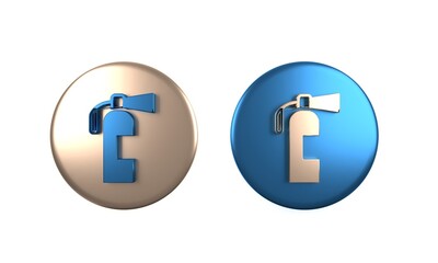 Colorful Fire extinguisher icon isolated on white background. Circle button. 3D render illustration