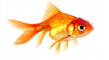 Fototapeta premium Vibrant Small Goldfish on White Background
