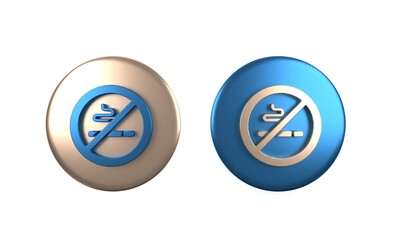 Colorful No Smoking icon isolated on white background. Cigarette symbol. Circle button. 3D render illustration