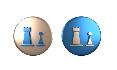 Colorful Chess icon isolated on white background. Business strategy. Game, management, finance. Circle button. 3D render illustration