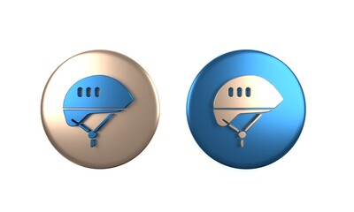 Colorful Bicycle helmet icon isolated on white background. Extreme sport. Sport equipment. Circle button. 3D render illustration