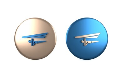 Colorful Hang glider icon isolated on white background. Extreme sport. Circle button. 3D render illustration