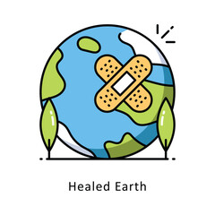 Healed Earth vector filled outline Design illustration. Symbol on White background EPS 10 File