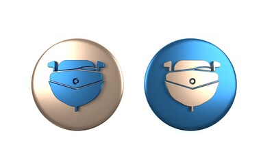 Colorful Speedboat icon isolated on white background. Circle button. 3D render illustration
