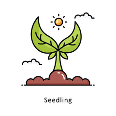 Seedling vector filled outline Design illustration. Symbol on White background EPS 10 File