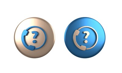 Colorful Telephone 24 hours support icon isolated on white background. All-day customer support call-center. Full time call services. Circle button. 3D render illustration