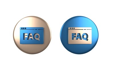Colorful Browser FAQ icon isolated on white background. Internet communication protocol. Circle button. 3D render illustration