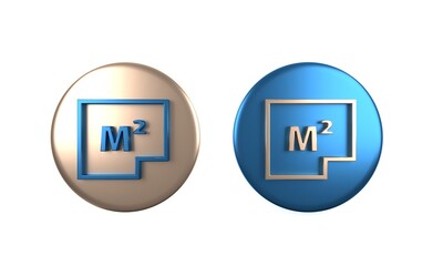 Colorful House plan icon isolated on white background. Circle button. 3D render illustration
