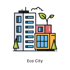 Eco City vector filled outline Design illustration. Symbol on White background EPS 10 File