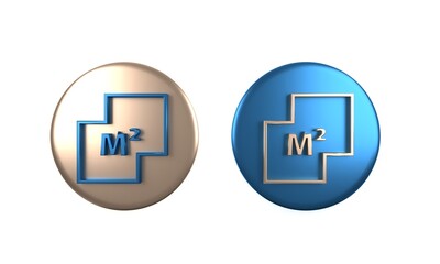 Colorful House plan icon isolated on white background. Circle button. 3D render illustration