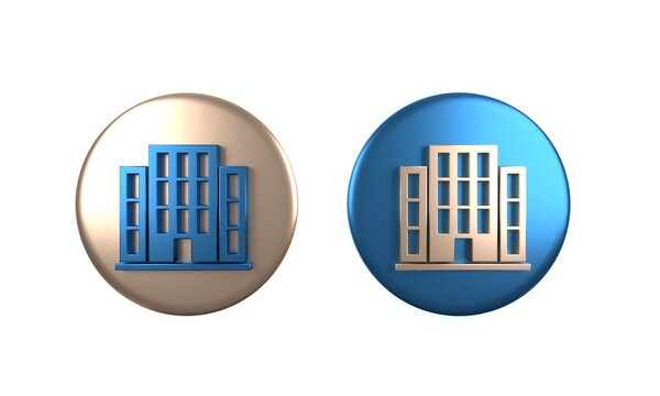 Colorful House icon isolated on white background. Home symbol. Circle button. 3D render illustration