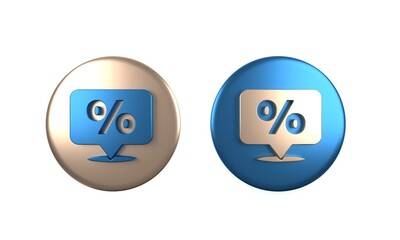 Colorful Discount percent tag icon isolated on white background. Shopping tag sign. Special offer sign. Discount coupons symbol. Circle button. 3D render illustration
