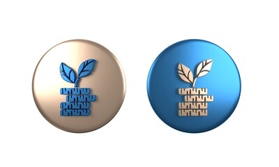 Colorful Dollar plant icon isolated on white background. Business investment growth concept. Money savings and investment. Circle button. 3D render illustration