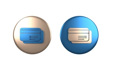 Colorful Credit card icon isolated on white background. Online payment. Cash withdrawal. Financial operations. Shopping sign. Circle button. 3D render illustration