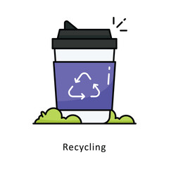 Recycling vector filled outline Design illustration. Symbol on White background EPS 10 File