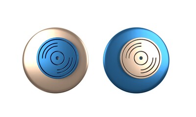 Colorful Vinyl disk icon isolated on white background. Circle button. 3D render illustration