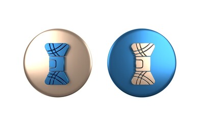 Colorful Yarn icon isolated on white background. Label for hand made, knitting or tailor shop. Circle button. 3D render illustration