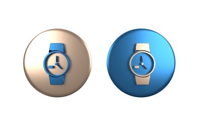 Colorful Wrist watch icon isolated on white background. Wristwatch icon. Circle button. 3D render illustration