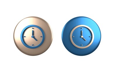 Fototapeta premium Colorful Clock icon isolated on white background. Time symbol. Circle button. 3D render illustration