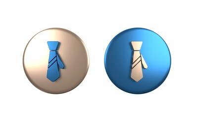 Colorful Tie icon isolated on white background. Necktie and neckcloth symbol. Circle button. 3D render illustration