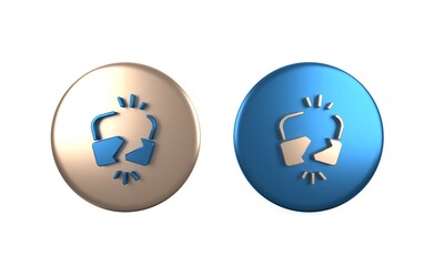 Colorful Broken or cracked lock icon isolated on white background. Unlock sign. Circle button. 3D render illustration