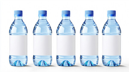 Naklejka premium Blank Label Pure Water Bottles on White Background