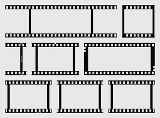 Film strip border frame. Camera roll vintage design. Photo album, place for negative pictures. Vector background