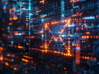 Fototapeta premium Futuristic Digital E mail Icon with Transparent Envelope and Data Streams in High Tech Space Concept