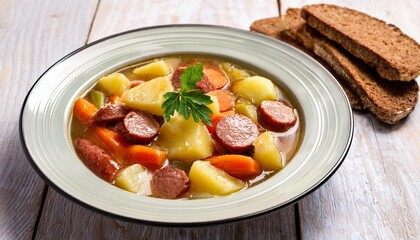 Stew with sausages and vegetables
