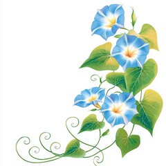 Beautiful blue flowers with green leaves, perfect for illustrating nature, spring themes, or decorative designs.