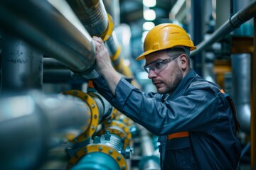 Male engineer working a water supply station