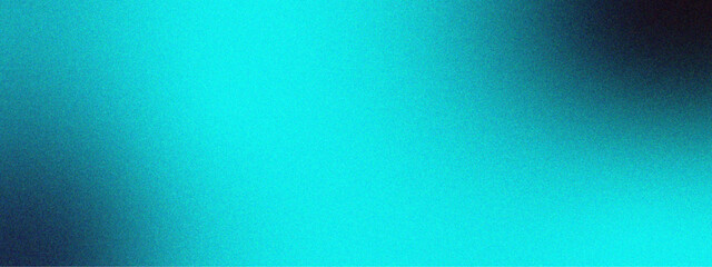Abstract blue to black gradient background with grainy noise texture. Foil turquoise blue, teal metallic texture gradient. Grainy glowing light on backdrop noise effect.