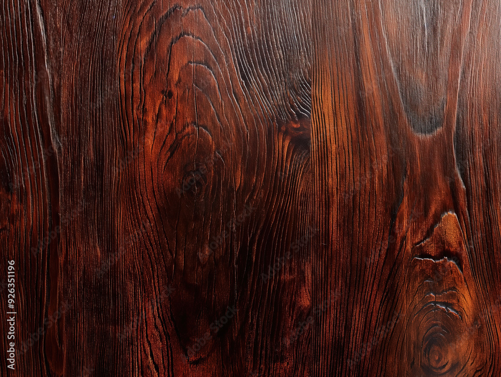 Wall mural dark brown wood texture