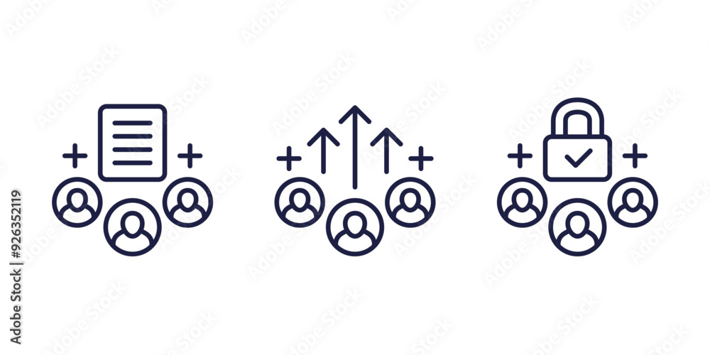 Canvas Prints collect user data line icons, vector set