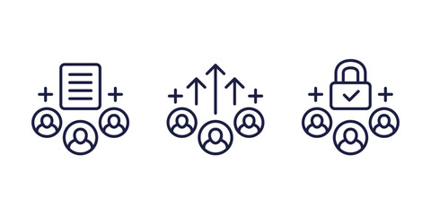 collect user data line icons, vector set