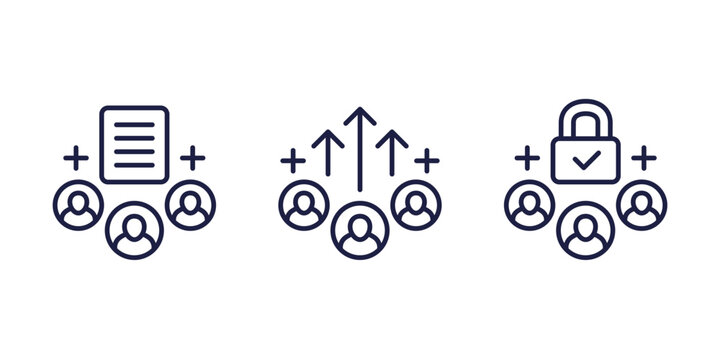 collect user data line icons, vector set