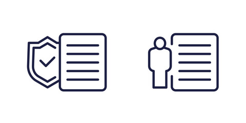 privacy policy line icons on white