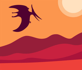 Pteranodon, vector illustration with flying dinosaur © nexusby