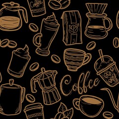 Seamless Doodles Background Coffee