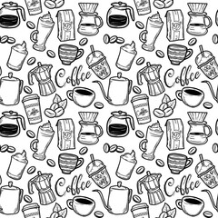Seamless Doodles Background Coffee